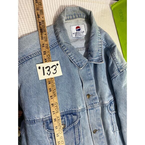 Vintage Pepsi Trucker Jacket Mens XL Light Wash Blue Denim Button 90s Y2K - Picture 7 of 11
